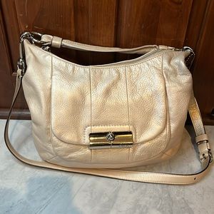 Coach  Kristen 16808 metallic pearl Shoulder bag  Satchel  Crossbody EUC Silver